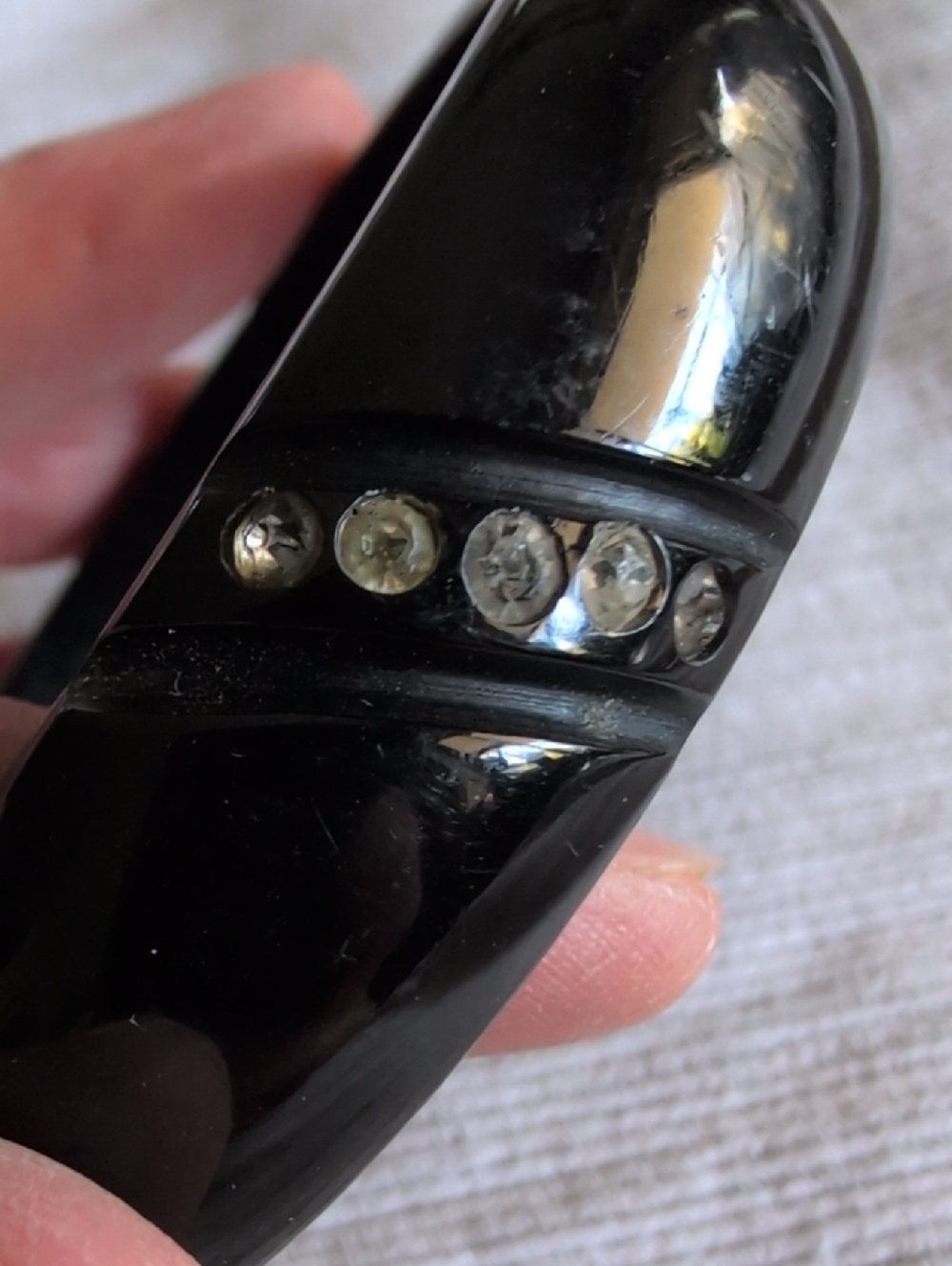 Vintage Black Rhinestone Bangle